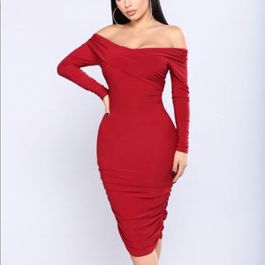 Fashion Nova Plus Size Madyson red Midi dress